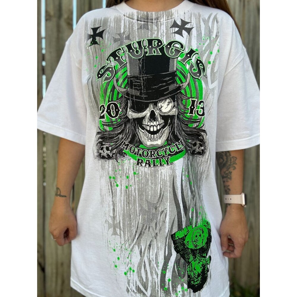 NWT 2013 Sturgis Motorcycle Rally Hot Leathers Biker Graphic Tee Size Large